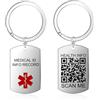 Theluckytag Portachiavi con codice QR identificativo medico, etichetta informativa di emergenza, scansione per allergie e medicinali, anello in metallo per chiavi/portafoglio