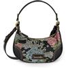 Braccialini Borsa a tracolla da donna in jacquard con fiori e coccodrilli