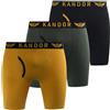 Kandor Boxer da uomo a gamba lunga, confezione da 3, in cotone elasticizzato, anti sfregamento, boxer da uomo con apertura frontale, confezione multipla, Giallo Mix Pk, XL Tall