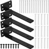 Swpeet 4 pacchetto 6 pollici Nero Heavy Duty nascosti L staffe, staffe scaffale galleggianti, supporti scaffale cieche, staffe scaffale industriali rustiche con viti e ancoraggi Kit per tavolo Banca