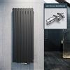ELEGANTE Termoarredo Design Flat 1600 x 616 mm con Termostato Multiblocco Cromato, Radiatore Piatto Singolo Strato Verticale Attacco Centrale
