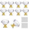 Elegance-go Pomelli per Mobili,10 Pezzi Manopola di Cristallo Trasparente Manopole a Forma Diamanti Manopole In Vetro Chiaro Maniglie per Cassetti con Viti per Cucina,Bagno e Armadietti da Ufficio (30 mm)