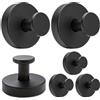 Fulushouxi 6 Pz Ganci a Ventosa Super Resistenti, Nero | Appendiabiti a Ventosa in Acciaio Inox, Ventose con Gancio senza foratura, Appendi Accappatoio Bagno, Cucina, Asciugamani