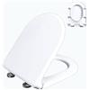 Wttfc Coperchio WC con Chiusura Ammortizzata, Tavoletta WC Universale Forma di D/U con Funzione di Sgancio Rapido, Copriwater con con Cerniere Regolabili, Sedile WC in PP, Bianco, 02R, 46x37cm