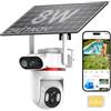 UCOCARE Telecamera Solare 4G da Esterno con SIM, Registrazione AOV 24/7 | Doppia 4MP Telecamera con SIM, Pannello Solare 8W, Batteria 15800mAh, Tracciamento AI 360°, Visione Notturna a Colori, IP66