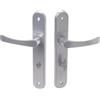Aqbau® Set maniglia per porta a piastra lunga, colore argento, maniglia per porta, maniglia per porta (porta del bagno)