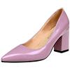 EXECAB Décolleté da Donna in Pelle Verniciata con Tacco Quadrato da 7,5 cm Scarpe Classiche Décolleté con Punta a Punta Party Plus Size,Rosa,37 EU