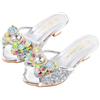 Monissy Sandali Donna Tacco Alto Bocca di Pesce Paillettes Doppi Fiocchi in Pelle Perline Colorate ed Intarsi di Cristallo Natale Halloween Vigilia di Natale FesteIdee Regalo，Argento,31
