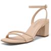 DREAM PAIRS Sandalo da donna con tacco a blocco grosso | Sandali con tacco asimmetrico e fibbia alla caviglia, 6 cm, punta quadrata, per feste di nozze