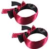 ILLUVA 2 Pezzi Maschera di Sonno in Raso Copri Occhi Mascherina per Occhi per Donna e Uomo, Benda Occhi per Viaggio e Dormire - Nero/Rosso