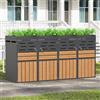 Muskel Contenitore per bidoni della spazzatura con fioriera, armadio da giardino per esterni in acciaio zincato con 4 scomparti, ventilazione a lamelle e catena di sicurezza, porte chiudibili per giardino