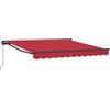 LKJephalotrop Tenda da sole retrattile con braccio articolato, 300 x 250 cm, rosso, tenda da sole con telaio in alluminio nero, manovella manuale, semicassetta, protezione solare per terrazza