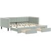 vidaXL Letto da giorno allungabile con cassetti grigio chiaro 90x190 cm velluto