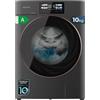 Cecotec Lavasciuga 10-6Kg Carica Frontale Bolero Wash&Dry 106950 Autodose Inverter 3D Steel A. 1400 rpm, 13 Programmi, Motore Inverter Plus, Core Matrix Screen 9,2", Smooth Wash, Porta XXL