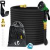 VOUNOT® Tubo Irrigazione Estensibile 30m, Tubo Flessibile da Giardino con Pistola a Spruzzo d'Acqua 10 Funzioni, Connettore in Ottone 1/2" e 3/4" e Gancio e Organizer Inclusi, Nero