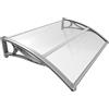 VOUNOT® Pensilina Tettoia per Porta Balcone Esterno, 120x80 cm, Tetto Policarbonato Alveolare Trasparente con Barra Centrale, Grigio