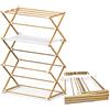 VOUNOT® Stendino Verticale Salvaspazio, Stendibiancheria Pieghevole Metallo, Aspetto Legno, 3 Livelli per Interni, Esterni