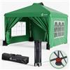 VOUNOT® Gazebo 3x3m Pieghevole con 4 Parti Laterali Rimovibili, Gazebo da Giardino Tenda Padiglione Sistema di Clic Pop-up con 4 Sacchi di Sabbia di Peso e Sacca di Trasporto, Colore Verde