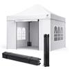 VOUNOT® Gazebo 3x3m Pieghevole con 4 Parti Laterali, Gazebo da Giardino Tenda Padiglione Pop up con 4 Sacchi di Sabbia di Peso e Sacca di Trasporto, Bianco