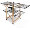 VOUNOT® Stendibiancheria Pieghevole Estensibile, Stendino Salvaspazio a 2 Livelli con Rete Asciugatura Vaschetta Portamollette, Effetto Allungabile per Esterno ed Interno 180x61x105cm Nero