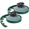 VOUNOT® Bordo Giardino Flessibile, Bordi Aiuole Plastica, con 60 Chiodi di Fissaggio, Lunghezza 20m, Altezza 5cm, Verde Bordato di Verde Chiaro