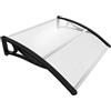 VOUNOT® Pensilina Tettoia per Porta Balcone Esterno, 100x80 cm, Tetto Policarbonato Alveolare Trasparente con Barra Centrale, Nero