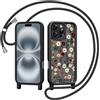 Coiwxmoi Cover con Cordino per iPhone 15 Pro, Aesthetic Leopardata Disegni Ragazze Custodia con Corda Tracolla Laccio Collana, Sottile Silicone TPU Antiurto Protettiva Case per iPhone 15 Pro, Nero