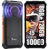 FOSSiBOT F110L Android 15 Rugged Smartphone, 10000 mAh, 128 dB, altoparlante telefono indistruttibile, 12 GB + 128 GB/2 TB, telefono da lavoro, display grande da 6,745, fotocamera AI Dual 4G SIM/IP68
