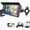 VSYSTO Schermo Carplay per moto, Carplay wireless e Android Auto, touchscreen HD da 5 pollici, doppia porta USB, visualizzazione della temperatura e della tensione della batteria, supporto navigazione