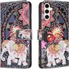 Tivenfezk Creativo Custodia Portafoglio per Samsung Galaxy A25 5G,Colorato Slot per Schede PU Pelle Fiore Elefante Case Libro con Supporto Magnetico Flip Cover