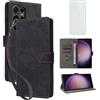 IUQXU Cover per Samsung Galaxy S25 Ultra 5G Libro con Vetro Temperato N | Blocco RFID,Antiurto,Supporto,Custodia in Pelle Portafoglio per Galaxy 25S S 25 Ultra Samsung S25Ultra