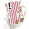 Paovkoi Cover per Samsung Galaxy A55 5G con Cordino, Aesthetic estate Stripes Striped Righe Disegni Custodia con Tracolla Laccio Collana, Rosa Silicone Bumper Custodie per Samsung A55 5G 6,5'' - 02