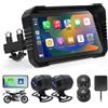 Liwogi 6.25 Pollici Carplay Dual Dash Cam per Moto Wireless Motorrad Navigazione GPS Automatica con Funzione di Avviso Cieco, Pressione Pneumatici, Registrazione in Loop(Upgrade)