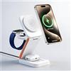 Wowsofty Caricatore wireless pieghevole da 15 W, 3 in 1 stazione di ricarica rapida compatibile con iPhone 17/16/15/14/13/12, dock da viaggio compatto, Apple Watch Ultra/SE/10/9/8/7/6/5/4/3/2, AirPods Pro/4/3