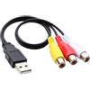Kfwfuaee Cavo audio USB Maschio A 3RCA Femminile AV Video Sound Connettore sagomato Rilievo per dispositivi angolari stretti PVC USB AV Cavo composito