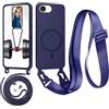 Belzsxy Magnetica Cover con Cordino per iPhone 6/7/8/iPhone SE 2020/SE 2022,[Compatibile con MagSafe], Cover in Silicone, Regolabile Cordino Case con Laccio per Il Collo Nylon Catena Collana Tracolla,Blu