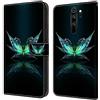 BLOTECH Glitter in Pelle Protettiva Wallet Cover for Redmi Note 8 Pro Custodia Magnetic Buckle 3D Brillantini Glitters in Pelle PU Portafoglio Pelle Guscio Caso per Redmi Note 8 Pro,Light Butterfly