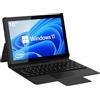 Tibuta 2 in 1 Windows 11 Tablet PC 10.1 pollici IPS 1280 * 800 processore Celeron N4100 Dual Mode collegata tastiera 128G ROM (tastiera QWERTZ tedesco)