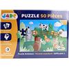 J.A.D.E - Puzzle Animali Della Fattoria - Gioco Educativo - Prime Riflessioni - 053313-50 Pezzi - Multicolore - Cartone - Design Francese - Puzzle per Bambini - Jade - 30 cm x 20 cm