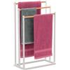 Relaxdays Portasciugamani 3 Bracci a Scala, Piantana Porta Asciugamani Bagno, HLP: 76x45x21,5 cm, Ferro e Bambù, Bianco