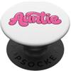 Retro Family Accessories & Auntie Life G Pink Bubble Auntie White | Simpatico supporto per telefono retrò PopSockets PopGrip Adesivo