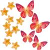dekora - Blister di Decorazioni in Cialda Commestibile con Mini Fiori Gialli e Farfalle Rosse - 39 pezzi per Abbellire Cupcake e Torte ad Ogni Evento