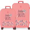 Enso Little dreams Set valigie rosa 55/70 cm ABS rigido Lucchetto TSA integrato 116L 7,54 kg Bagaglio a mano 4 doppie ruote
