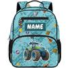 HUGS IDEA Zaino per bambini personalizzabile per bambini 2-4 Bookbag personalizzato per asilo nido scuola materna 13.5 pollici, Trattore Blu