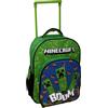 CARTOON Zaino Trolley Minecraft Creeper Bambino Asilo 2 Scomparti 30 x 24 x 17 cm