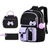 Fyrdyn Zaino Per Bambine Con Lunch Box 3 Pezzi Grande Capacità Regolabile | Zaino Scolastico Casual Per Bambina per Libri di Abbigliamento Cancelleria Portafoglio Viaggio Outdoor e Pendolarismo