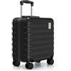 Vallsero Valigia Cabina 45cm, 16 Pollici ABS Rigido con Lucchetto TSA, 27L | Valigia leggera 2.3kg con doppie ruote 360°, cerniera YKK, 8kg capacità, formato compatto per brevi viaggi & bambini, Nero