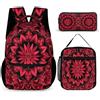 WECECE Zaino Scuola Elementare Bambina 3 Pezzi, Zaini Mandala Bambina Kawaii Set di 6-12 anni con Flower, Zainetto Ragazza per la Scuola Leggero