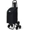 VOUNOT® Carrello Spesa con 3 Ruote per Saliscale, Carrello Portaspesa Pieghevole, Borsa Impermeabile Rimovibile 32L, Carbonio