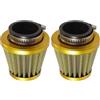 QUARKZMAN Filtro Aria Universale Per Moto Tonalità Oro 2 Pezzi 78x73.5mm | Acciaio Inox E Gomma, Conica Rotonda, Doppio Strato Di Rete, Gamma Fascetta 21-46mm, Aumenta Flusso Aria E Filtra Polvere